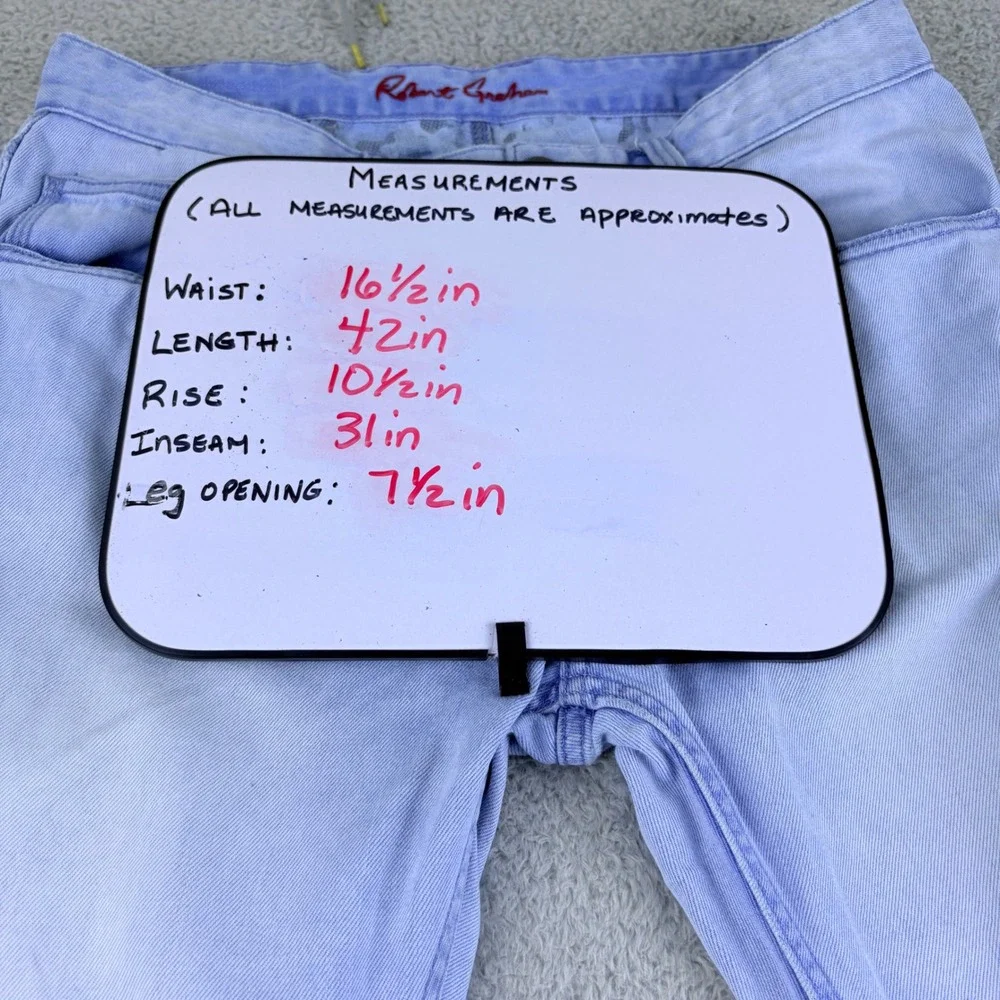 Robert Graham Jeans Mens 33 Light Wash Blue Stretch Denim Casual Designer Pants